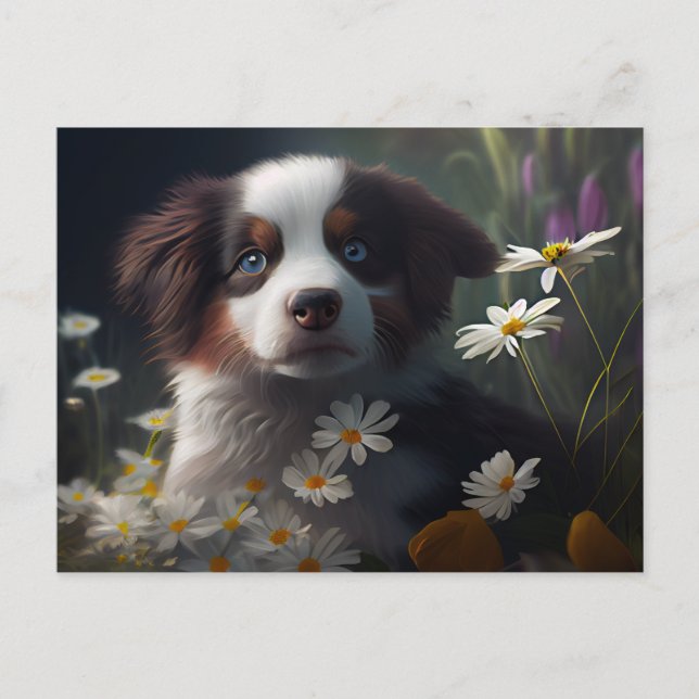 Cartes Postales chien Fleur Vykort (Framsida)
