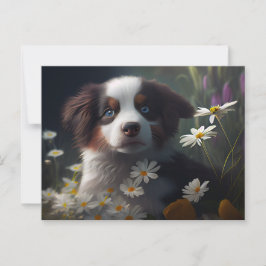 Cartes Postales chien Fleur Vykort
