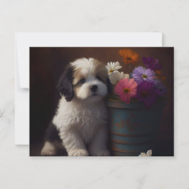 Cartes Postales chien Fleur Vykort