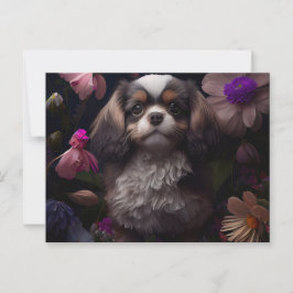 Cartes Postales chien Fleur Vykort