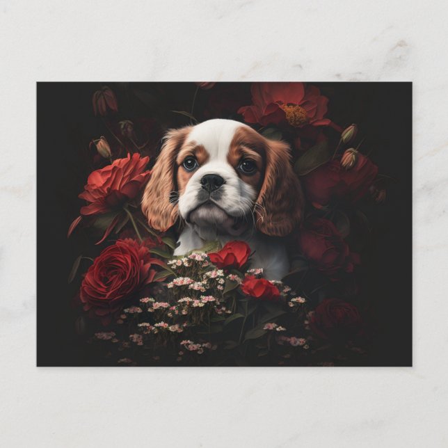 Cartes Postales chien Fleur Vykort (Framsida)