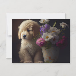 Cartes Postales chien Fleur Vykort