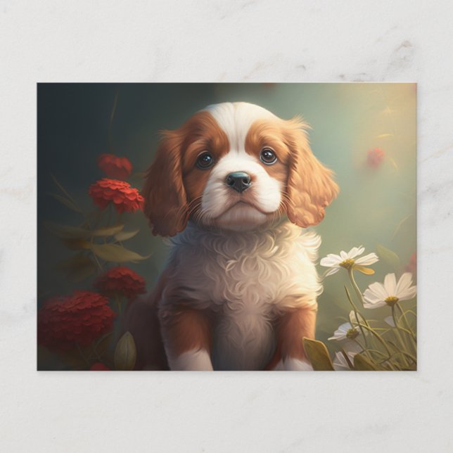Cartes Postales chien Fleur Vykort (Framsida)