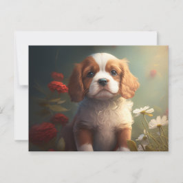 Cartes Postales chien Fleur Vykort