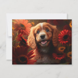 Cartes Postales chien Fleur Vykort