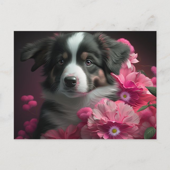 Cartes Postales chien Fleur Vykort (Framsida)