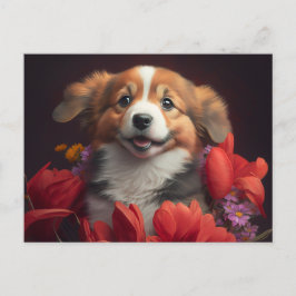 Cartes Postales chien Fleur Vykort