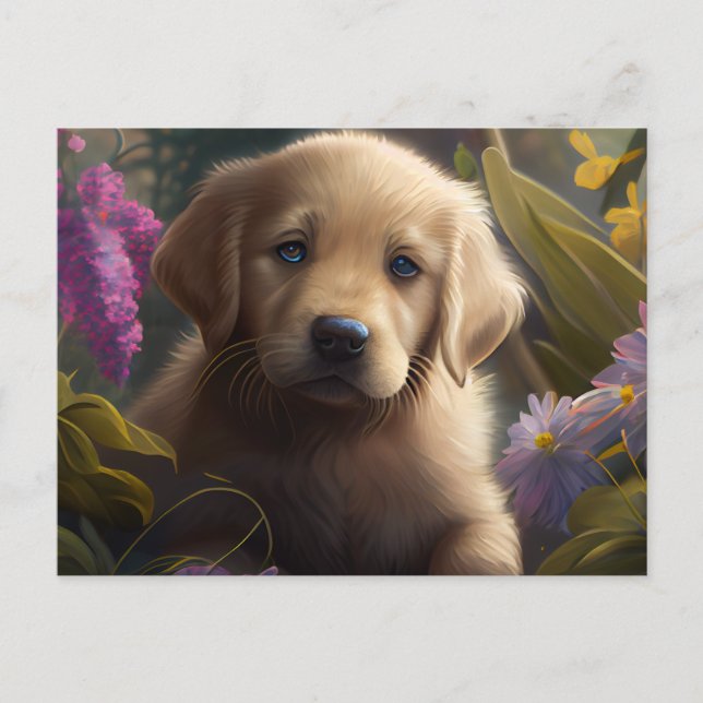 Cartes Postales chien Fleur Vykort (Framsida)