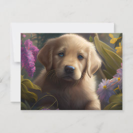 Cartes Postales chien Fleur Vykort