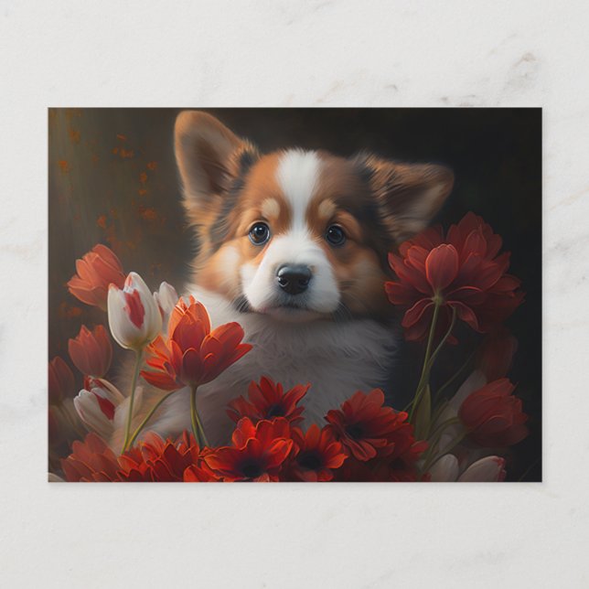 Cartes Postales chien Fleur Vykort (Framsida)