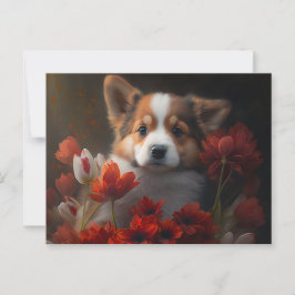 Cartes Postales chien Fleur Vykort