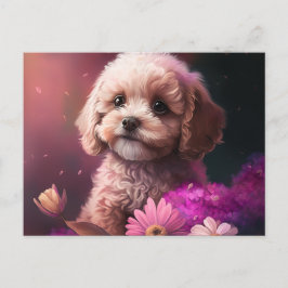 Cartes Postales chien Fleur Vykort