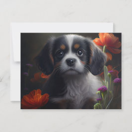 Cartes Postales chien Fleur Vykort