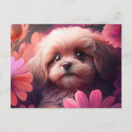 Cartes Postales chien Fleur Vykort