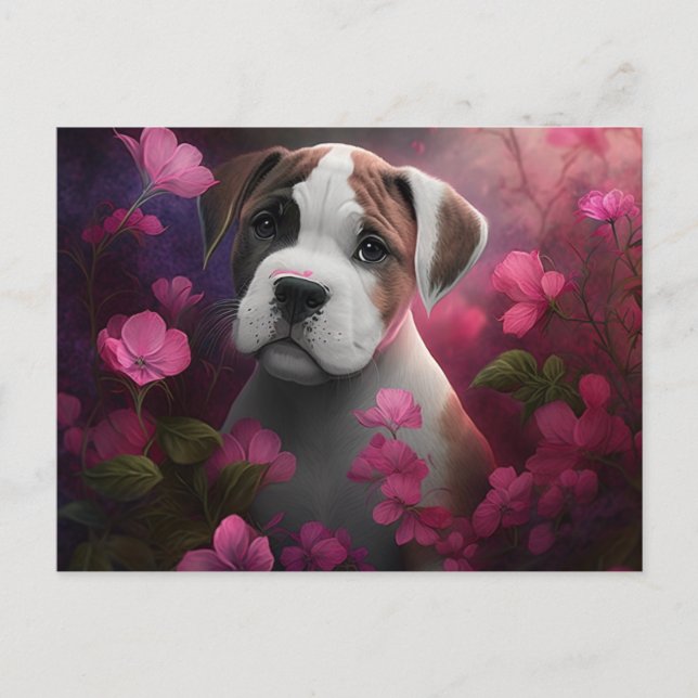 Cartes Postales chien Fleur Vykort (Framsida)