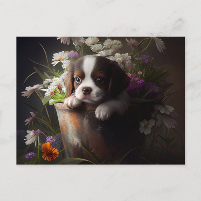 Cartes Postales chien Fleur Vykort (Framsida)