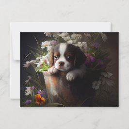 Cartes Postales chien Fleur Vykort