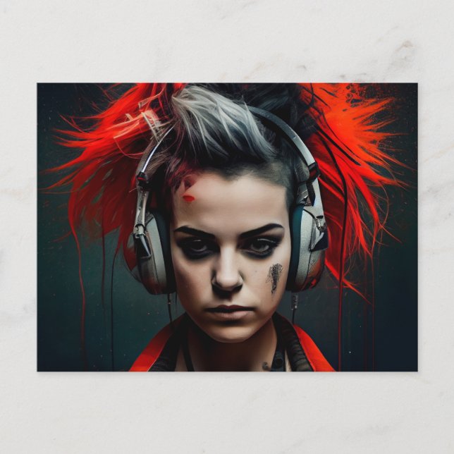 Cartes Postales Fille Ecouteur Vykort (Framsida)