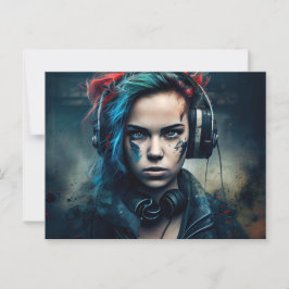 Cartes Postales Fille Ecouteur Vykort