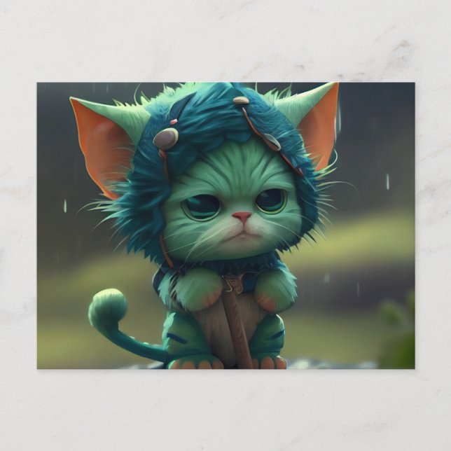 Cartes Postales Green Cats Vykort (Framsida)