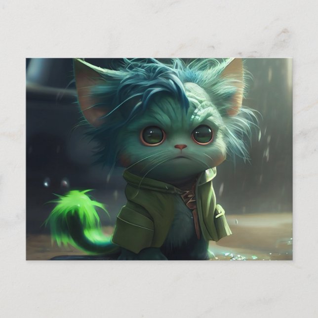 Cartes Postales Green Cats Vykort (Framsida)