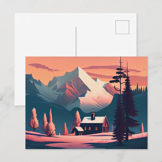 Cartes Postales hiver Vykort (Fram/baksida)