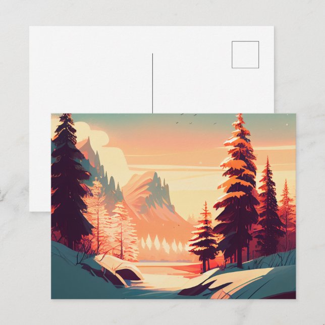 Cartes Postales hiver Vykort (Fram/baksida)