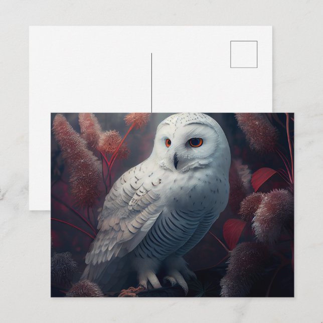 Cartes Postales snowy owl Vykort (Fram/baksida)