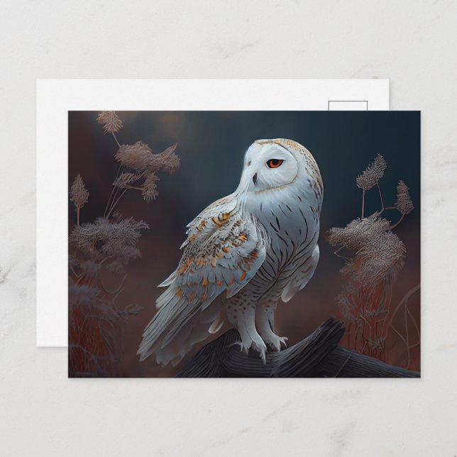 Cartes Postales snowy owl Vykort (Fram/baksida)
