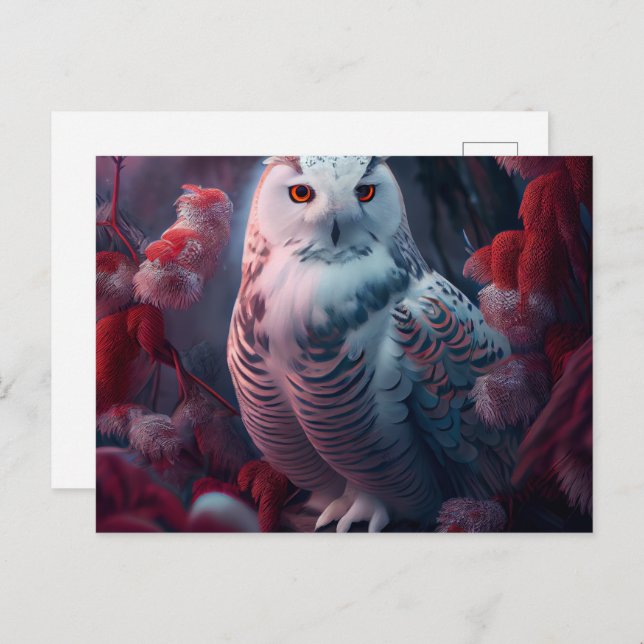 Cartes Postales snowy owl Vykort (Fram/baksida)