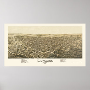 Carthage panorama- karta för MO - 1891 Poster