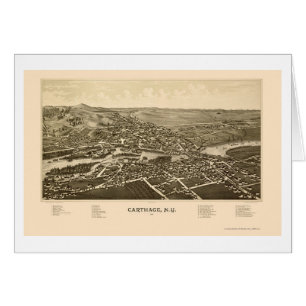 Carthage panorama- karta för NY - 1888 Hälsningskort