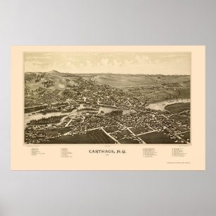 Carthage panorama- karta för NY - 1888 Poster