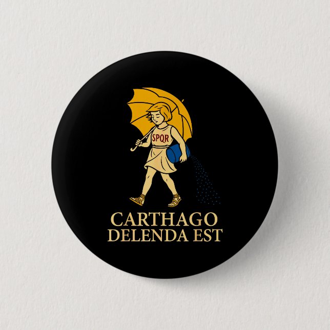 Carthago Delenda Est Funny Roman History Attire (s Knapp (Framsida)