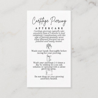 Cartilage Piercing Aftercare Card for Ear Care Rabattkort