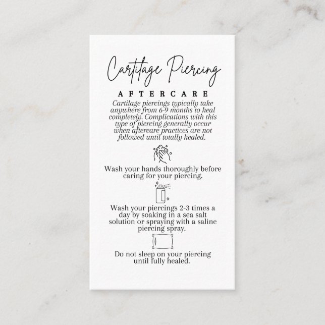 Cartilage Piercing Aftercare Card for Ear Care Rabattkort (Framsida)