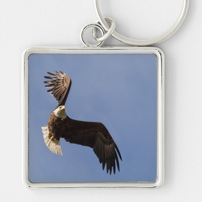 Carting Himlar Fyrkantig Silverfärgad Nyckelring (Framsidan)