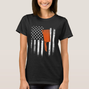 Carting Knivar Cleaver USA flagga Butcher Chef Coo T Shirt