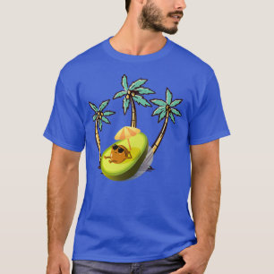 Cartoavocado på stranden med solglasögon t shirt