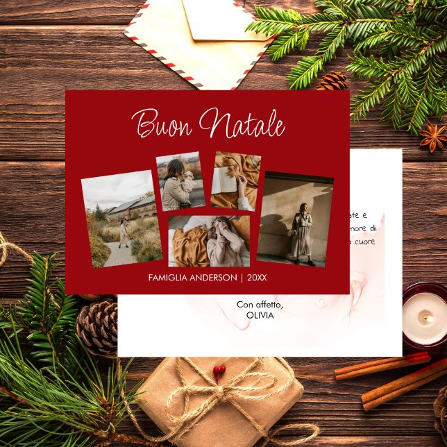 Cartolina di Natale Collage di Foto Festivo Julkort (Cartolina di Natale Collage di Foto Festivo Holiday Card)