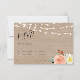 Carton réponse RSVP Champêtre Guinguette OSA Kort