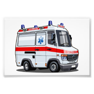 Cartoon Ambulance Car Fototryck
