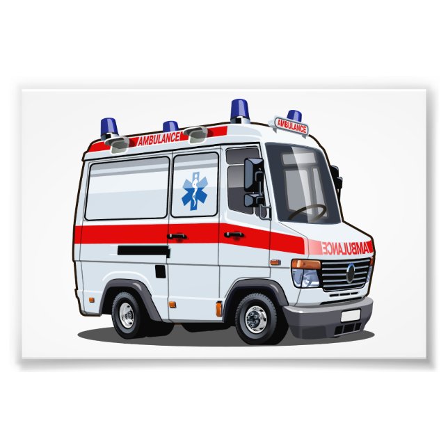 Cartoon Ambulance Car Fototryck (Framsidan)