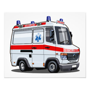 Cartoon Ambulance Car Fototryck