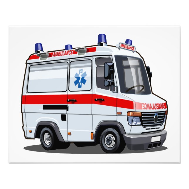 Cartoon Ambulance Car Fototryck (Framsidan)