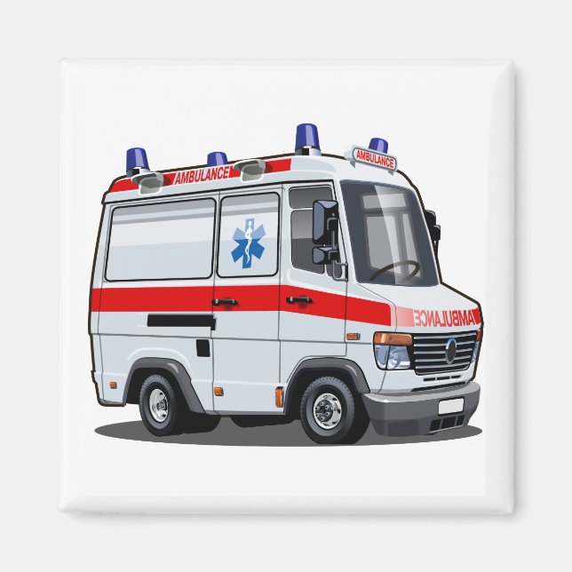 Cartoon Ambulance Car Magnet (Framsidan)