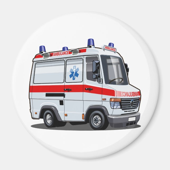 Cartoon Ambulance Car Magnet (Framsidan)