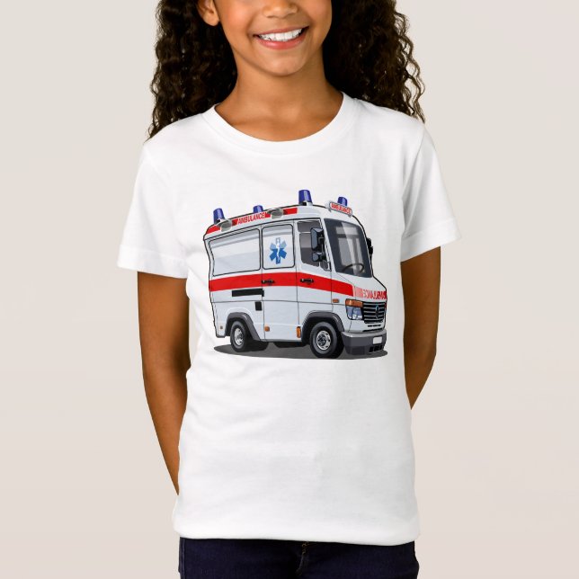 Cartoon Ambulance Car T Shirt (Framsida)