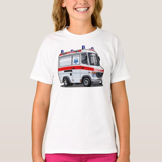 Cartoon Ambulance Car T Shirt (Framsida)
