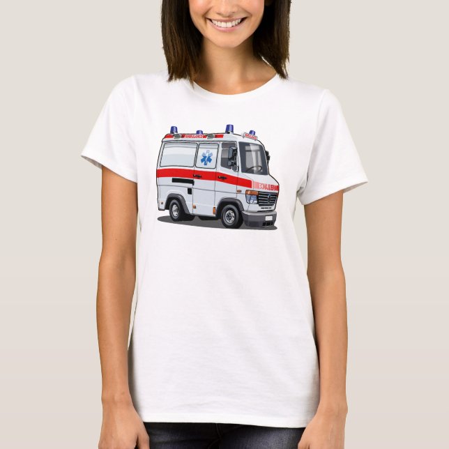 Cartoon Ambulance Car T Shirt (Framsida)
